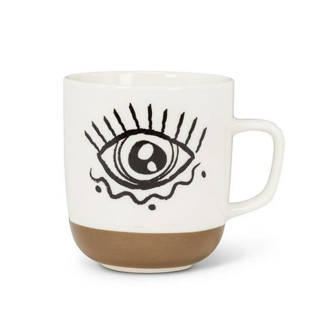 Abbott Collections AB-27-SPY-EYE 3.75 in. Line Drawing Eye Mug White & Black