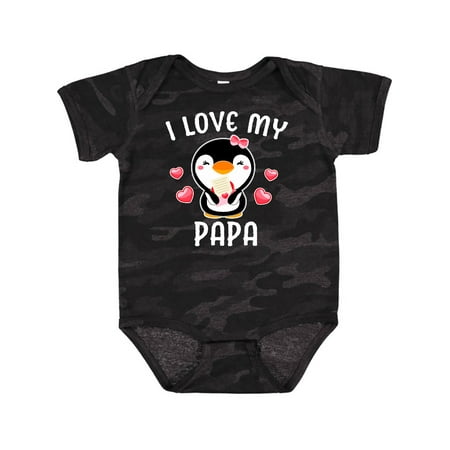 Inktastic I Love My Papa with Cute Penguin and Hearts Gift Baby Girl Bodysuit