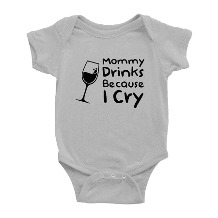 Mommy Drinks Because I Cry Cute Baby Girl Boys Romper Print Jumpsuit