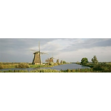 Netherlands Holland windmills Stretched Canvas - Panoramic Images (18 x 6)