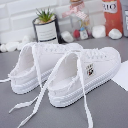 Aayomet Shoe for Women Work Casual Fashion Canvas Shoes For Women Casual Shoes Women Flat Canvas Shoes White 7