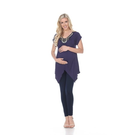 White Mark Women s Maternity Embellished Tunic Top