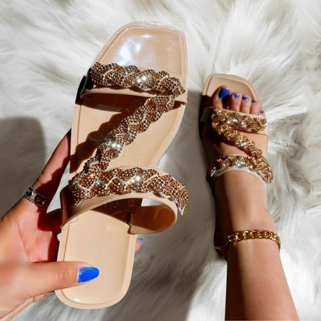 Slippers Fashion Spring And Summer Women Slippers Rhinestone Flat Large Size Beach Shoes
Slippers Fashion Spring And Summer Women Slippers Rhinestone Flat Large Size Beach Shoes