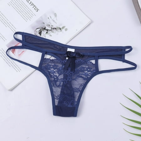 Qazqa For Women Letter & Floral Print Low Waist Skinny Short Panties Blue L