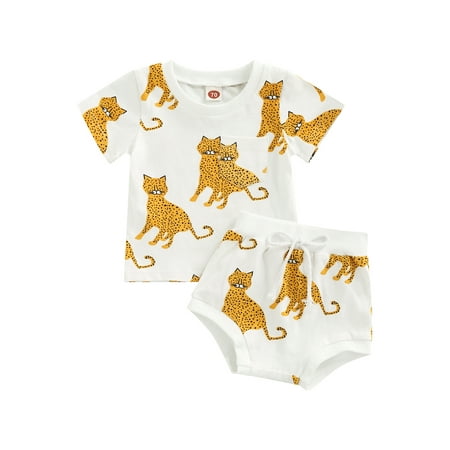 Amuver Baby 2 Pieces Outfit Round Neck Leopard Animal Print Short Sleeve Tops + High Waisted Shorts
Amuver Baby 2 Pieces Outfit Round Neck Leopard Animal Print Short Sleeve Tops + High Waisted Shorts