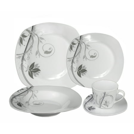 Stylish and Elegant 20 Pieces Porcelain Square Dinnerware Set Service for 4 People for Hosting Parties and Events - Matte Silver and Black Floral Design
Stylish and Elegant 20 Pieces Porcelain Square Dinnerware Set Service for 4 People for Hosting Parties and Events - Matte Silver and Black Floral Design