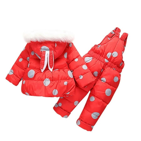 PEZHADA Baby Fall Winter Coat Winter Down Coat Winter Polka Dot Printing Thickened Down Jacket Strap Pants Two-piece Suit Red (1-4 Years)
PEZHADA Baby Fall Winter Coat Winter Down Coat Winter Polka Dot Printing Thickened Down Jacket Strap Pants Two-piece Suit Red (1-4 Years)