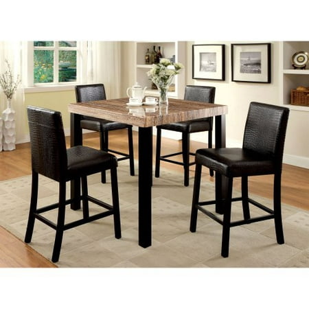 Furniture of America Ellenburg Contemporary 5 Piece Counter Height Dining Table Set