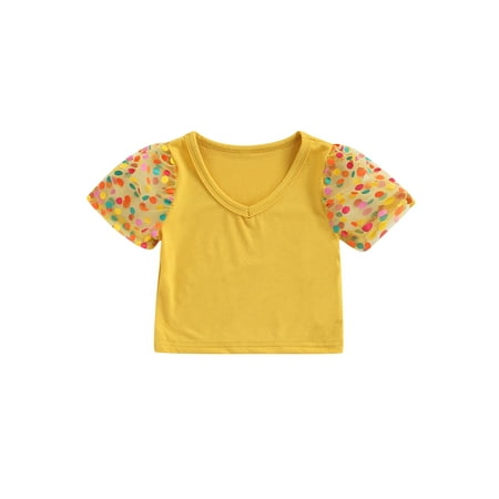 Bebiullo Toddler Kids Girls Summer T Shirts Tops Polka Dot Mesh Puff Short Sleeve Pullover Yellow 1-2 Years
Bebiullo Toddler Kids Girls Summer T Shirts Tops Polka Dot Mesh Puff Short Sleeve Pullover Yellow 1-2 Years