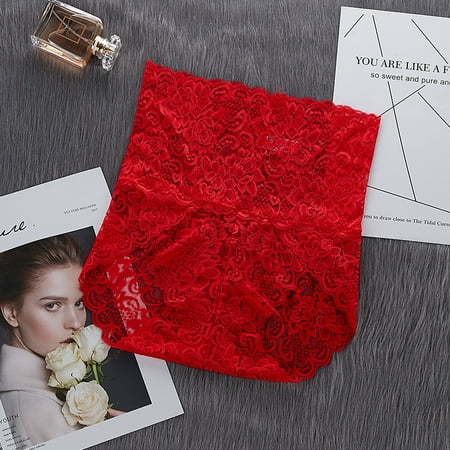 3 Pack Women Sexy Hollow Lace Underwear Brief Plus Size Hollow Lace Panties High Waist Hipster Panties