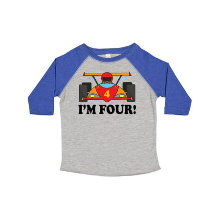 Inktastic Race Car 4th Birthday Gift Toddler Boy Girl T-Shirt