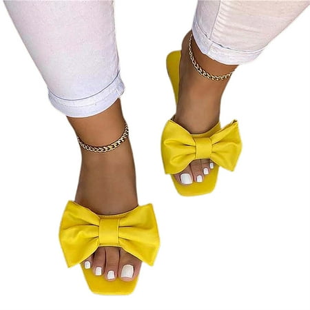 Pfysire Women Bowknot Slippers Sandals Summer Beach Flat Mules Shoes Yellow US 8-8.5
Pfysire Women Bowknot Slippers Sandals Summer Beach Flat Mules Shoes Yellow US 8-8.5