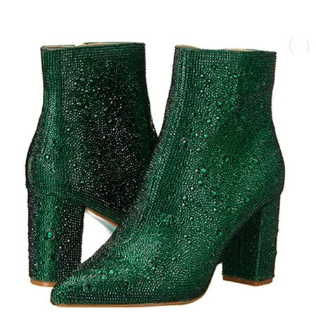 Earlde Womens Cady Embellished Ankle Boots Green