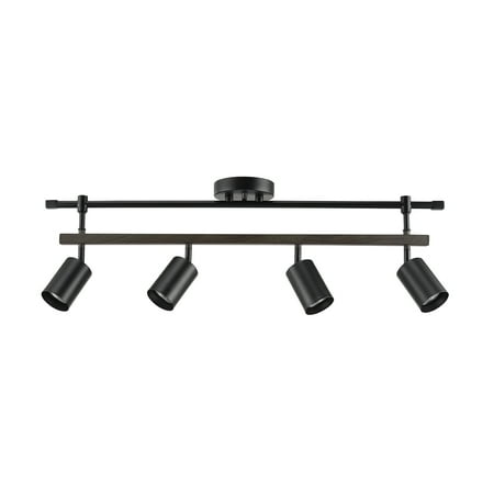 Globe Electric Nashville 4-Light Matte Black Track Lighting with Faux Wood Accent Bar 60023
Globe Electric Nashville 4-Light Matte Black Track Lighting with Faux Wood Accent Bar 60023