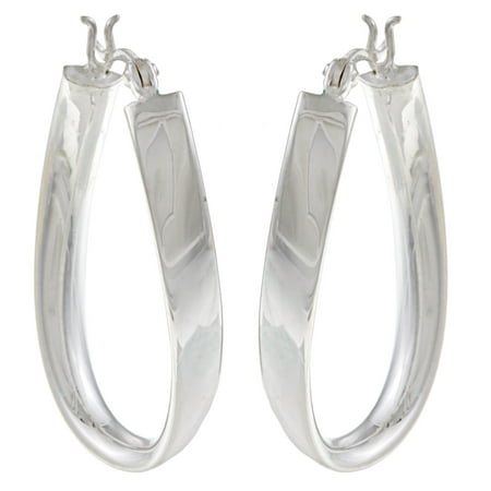 Beaux Bijoux Sterling Silver 25mm x 35mm Twisted Hoop Earrings (Multiple colors available)
