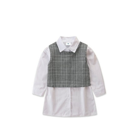 Sunisery Toddler Baby Girl 2Pcs Fall Outfits Long Sleeve Button Down Lapel Dress + Tie Up Vest Set White 2-3 Years
Sunisery Toddler Baby Girl 2Pcs Fall Outfits Long Sleeve Button Down Lapel Dress + Tie Up Vest Set White 2-3 Years