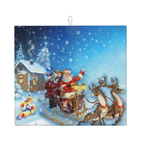 Christmas Santa Reindeer Dish Drying Mats Absorbent Dish Drainer Mat For Kitchen Counter Sink Mat Drying Pad 16 x 18
Christmas Santa Reindeer Dish Drying Mats Absorbent Dish Drainer Mat For Kitchen Counter Sink Mat Drying Pad 16 x 18