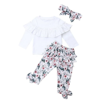 Yejaeka Girls Floral Suit Toddler Baby Girl Ruffled Top Floral Bow Pants + Headband 3 Pieces
Yejaeka Girls Floral Suit Toddler Baby Girl Ruffled Top Floral Bow Pants + Headband 3 Pieces
