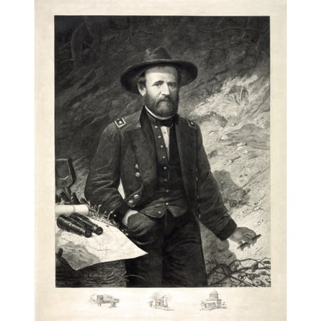 Ulysses S Grant (1822-1885) Nunion General And Future US President Ulysses S Grant In A Trench Before The Siege Of Vicksburg In 1863 Engraving 1899 Rolled Canvas Art - (24 x 36)