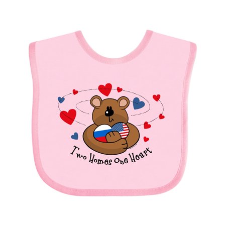 Inktastic 2 Homes 1 Heart Russia Gift Baby Boy or Baby Girl Bib