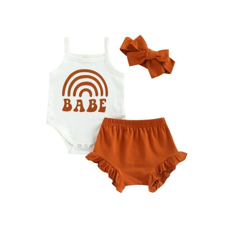 IZhansean 3pcs Infant Baby Girls Boys Cute Clothes Rainbow Printed Sleeveless Romper Tops+Ruffles Shorts Headband Sets White 0-3 Months
IZhansean 3pcs Infant Baby Girls Boys Cute Clothes Rainbow Printed Sleeveless Romper Tops+Ruffles Shorts Headband Sets White 0-3 Months