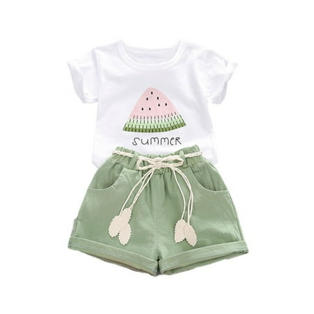 Wuffmeow 2Pcs Children Girls Summer Watermelon Print Short Sleeve T-shirt+Shorts Suits
Wuffmeow 2Pcs Children Girls Summer Watermelon Print Short Sleeve T-shirt+Shorts Suits