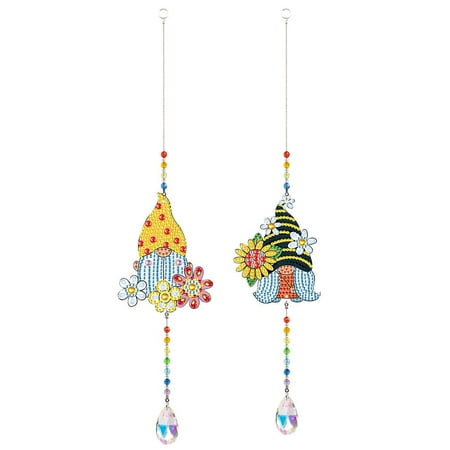SHUWND Crystal Light Catcher Diamond Painting Flower Gnome Hanging (GSKY2003)