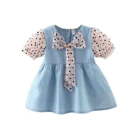 AMILIEe Kids Toddler Girls Summer Denim Dress Casual Short Sleeve Bow Front One-Piece Party Dress 9M-4T
AMILIEe Kids Toddler Girls Summer Denim Dress Casual Short Sleeve Bow Front One-Piece Party Dress 9M-4T