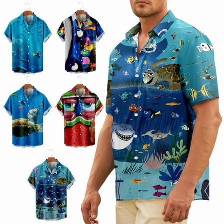Boys Sea Collared Hawaii Shirts Funny Funky Bowling Shirts for Boys 5-14 Years