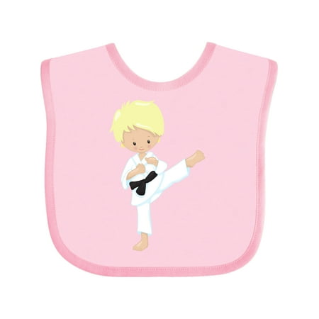 Inktastic Karate Boy Cute Boy Blond Hair Black Belt Gift Baby Boy Bib