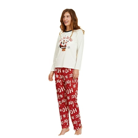 hirigin Christmas Pajamas Sets for family Round Neck Cartoon Christmas man Letters