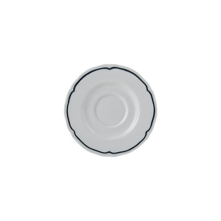 Tuxton Charleston Por.Wh.Scalloped Blue Band 5-Inch Espresso Saucer Pack of 36