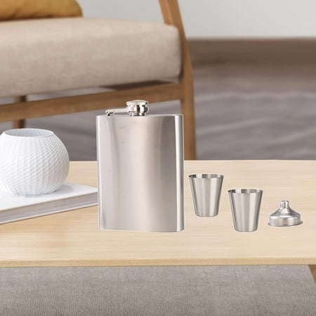 Hip Set 7/8oz Cups Attached Screw-on Container Comes in Gift Box Bottle for Drinking - Gray 13.5x9cm 13.5x9cm