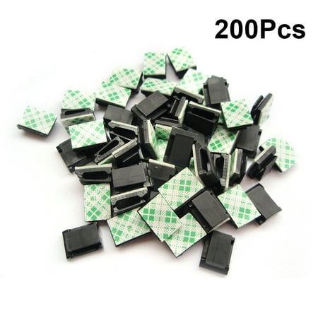200Pcs Adhesive Fixed Wire Base of Little Wire Clip for Fixing Cables (Black)