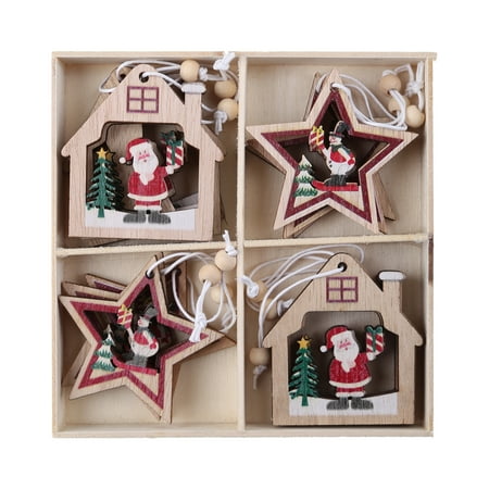 12Pcs Christmas Tree Ornaments Set Wooden Santa Claus Snowman Star House Snowflake Hanging Pendant Xmas Home Party Decor
12Pcs Christmas Tree Ornaments Set Wooden Santa Claus Snowman Star House Snowflake Hanging Pendant Xmas Home Party Decor