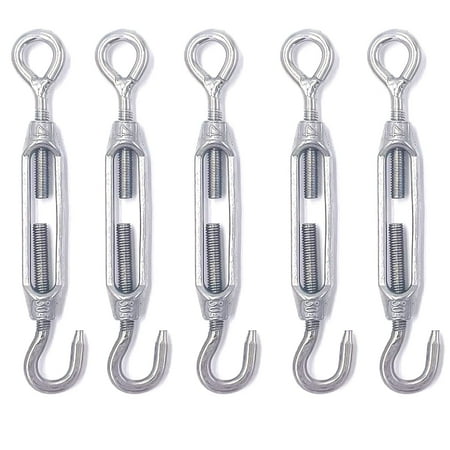 5 Pack of M4 Stainless Steel 304 Hook and Eye Turnbuckle Tensioners Straining Screws Strainers or Open Body Rigging Screws for Wire or Rope Tension
5 Pack of M4 Stainless Steel 304 Hook and Eye Turnbuckle Tensioners Straining Screws Strainers or Open Body Rigging Screws for Wire or Rope Tension