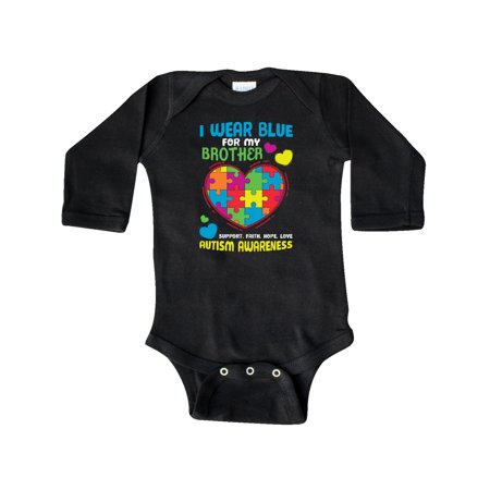 Inktastic I Wear Blue for my Brother Autism Awareness Gift Baby Boy or Baby Girl Long Sleeve Bodysuit