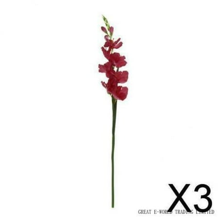3X Artificial ioli Say Stem Fake Silk Trcal Flowers iolus Rose Red
