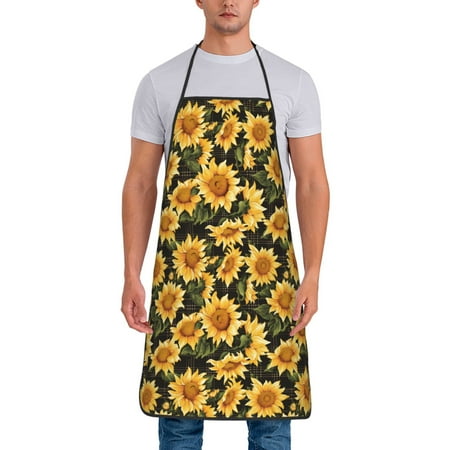 Uemuo Vintage Black Plaid Sunflower Printed Bib Apron Adjustable Water and Oil Resistant Cooking Kitchen Chef Apron for Women Men
Uemuo Vintage Black Plaid Sunflower Printed Bib Apron Adjustable Water and Oil Resistant Cooking Kitchen Chef Apron for Women Men