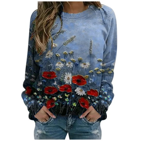 Women s Round Neck Print Long-sleeved Sweatshirt Casual Blouse Pullover Tops black long sleeve shirt women corset tops for women Blue XL
Women s Round Neck Print Long-sleeved Sweatshirt Casual Blouse Pullover Tops black long sleeve shirt women corset tops for women Blue XL