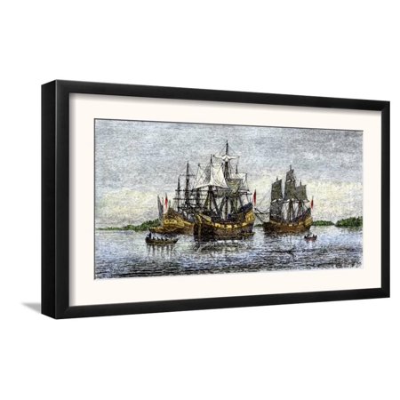Arbella and Other Ships Bring John Winthrop's Colonists to ... Framed Art Print Wall Art