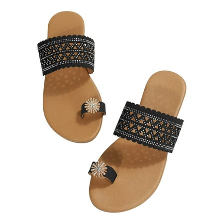 Honeeladyy Sales Summer Women Open Toe Beach Sandals Roman Casual Flat Shoes Slippers Flip Flops