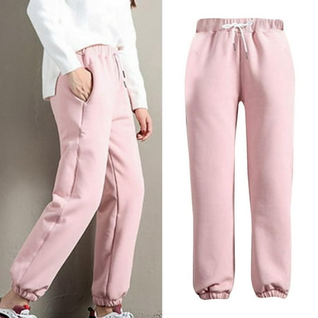 Fleece Lined Sweatpants Warm Women Girls Casual Jogger Pants Sherpa Lining