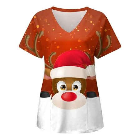 Christmas Printed Scrub Tops Women Casual V Neck Short Sleeve Nursing Uniform Comfy Breathable Scrub Shirts with Pockets
Christmas Printed Scrub Tops Women Casual V Neck Short Sleeve Nursing Uniform Comfy Breathable Scrub Shirts with Pockets