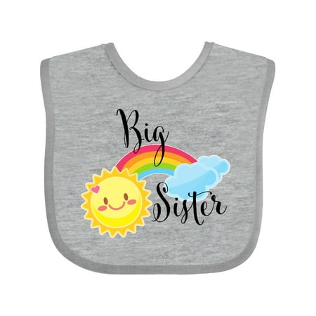 Inktastic Big Sister- sun and rainbow Gift Baby Girl Bib