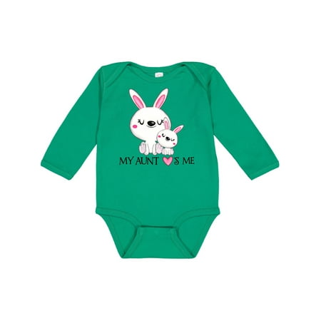 Inktastic My Aunt Loves Me- bunny family Gift Baby Boy or Baby Girl Long Sleeve Bodysuit