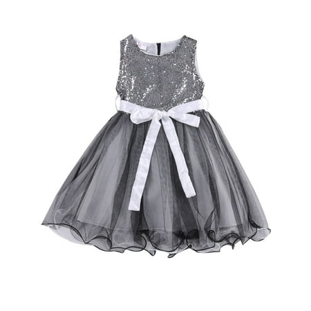 Girls Formal Sequins Baby Princess Bridesmaid Flower Dress Wedding Party Dresses
