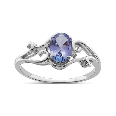 Designer Sterling Silver Rhodium Plated Diamond And Tanzanite Oval Ring Made In Thailand -Jewelry By Sweet Pea Creations