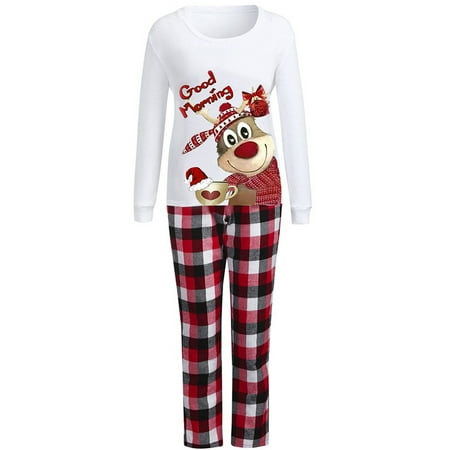 Gureui Christmas Family Matching Pajamas Elk Print Long Sleeve Crew Neck Tops and Stretch Casual Plaid Pants Sleepwear
Gureui Christmas Family Matching Pajamas Elk Print Long Sleeve Crew Neck Tops and Stretch Casual Plaid Pants Sleepwear