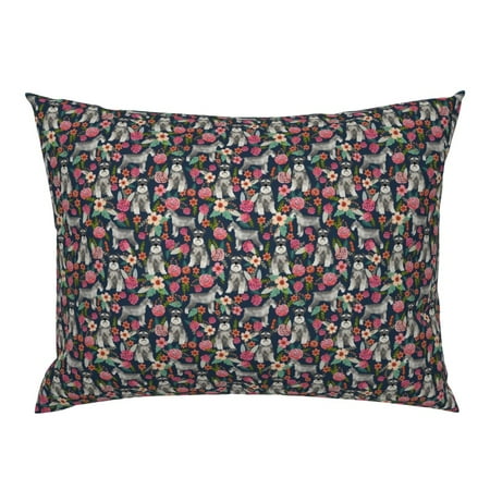 Schnauzer Dog Schnauzers Florals Dogs Wedding Floral Pillow Sham by Roostery